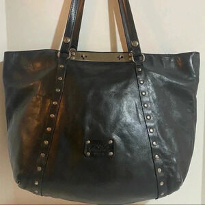 Patricia Nash black leather tote bag
